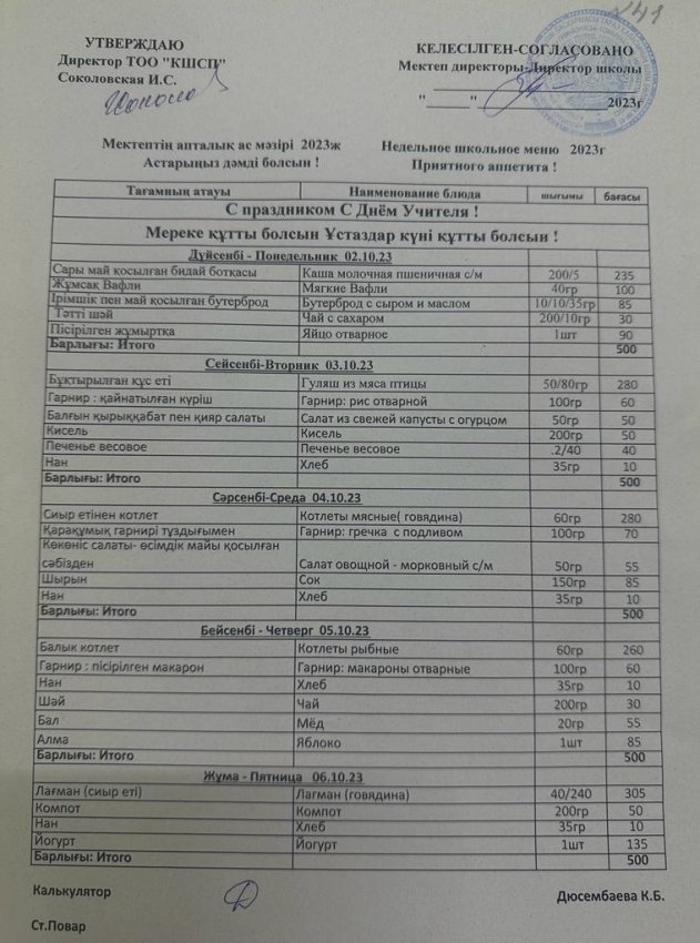 Ас мәзірі 02.10.2023-06.10.2023
