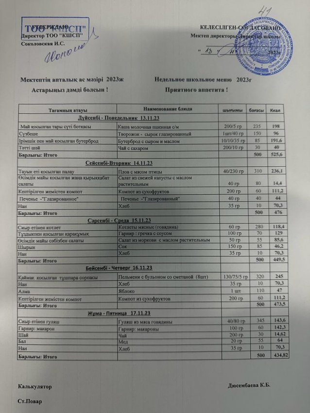 Ас мәзірі 13.11.2023-17.11.2023