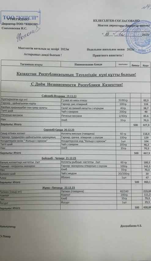Ас мәзірі 19.12.2023-22.12.2023