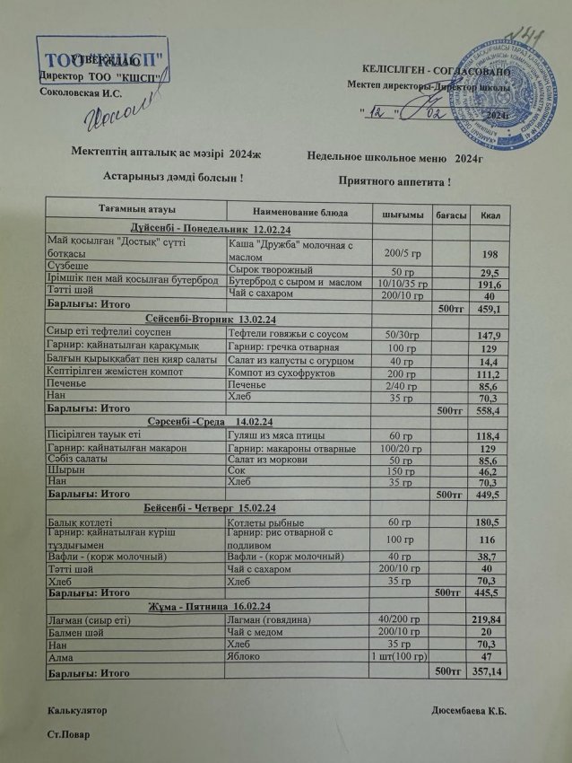 Ас мәзірі 12.02.2024-16.02.2024