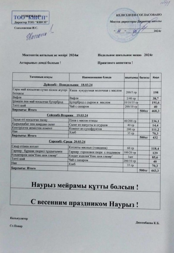 Ас мәзірі 18.03.2024-20.03.2024